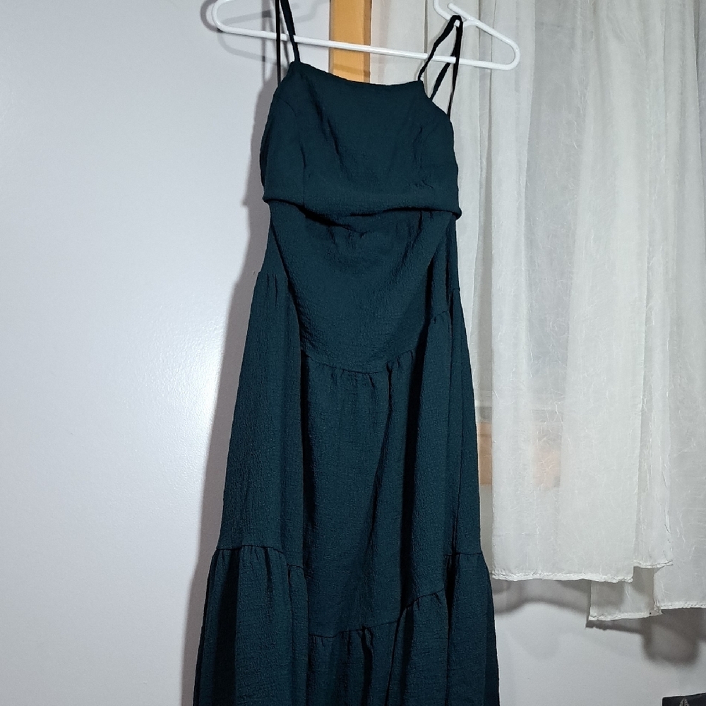 SHEIN Green and Blue Ruffled Maxi Sundress